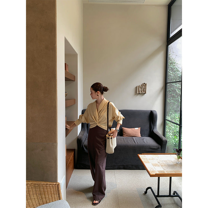 Early spring Korean version of versatile casual pants high waist long straight suit pants