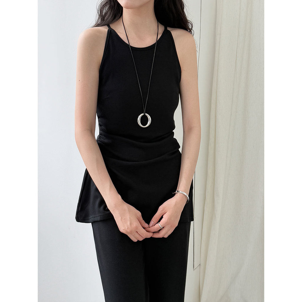 cape shawl + waist sling vest + high waist flared pants women's 25 autumn new three-piece set