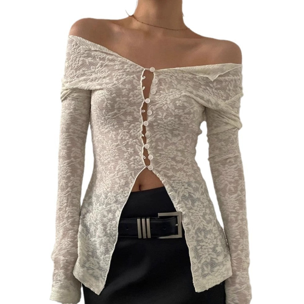 Spice Girl Pure Lace Top Light Breathable Long Sleeve Cardigan Fashion T-Shirt