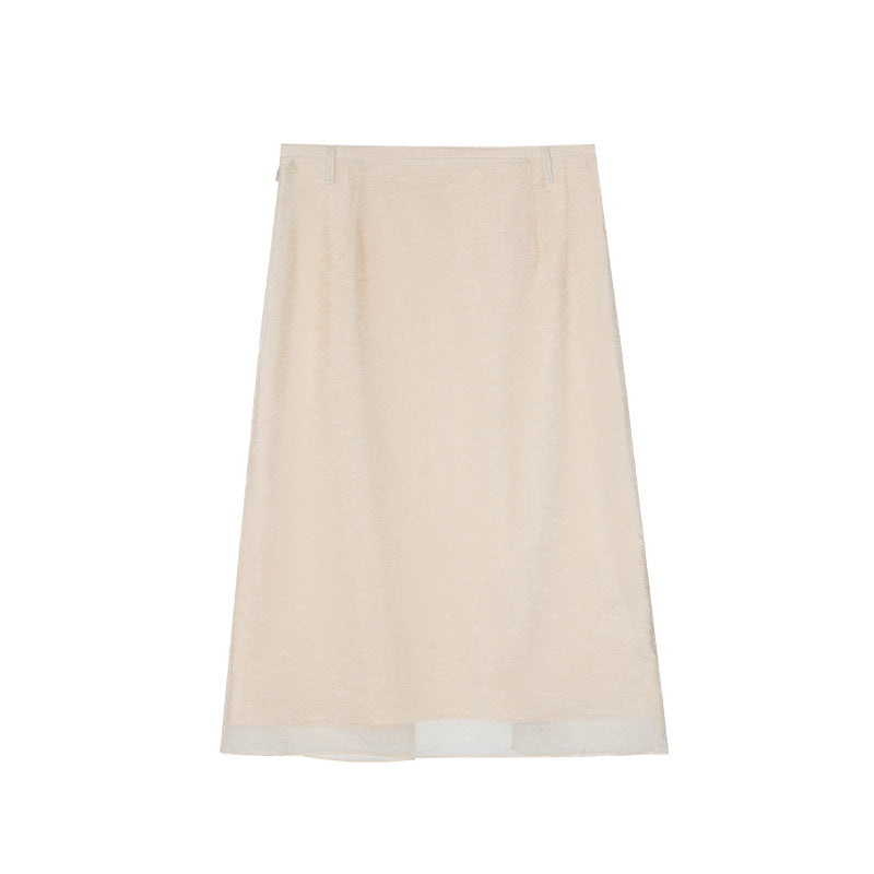 Early spring glitter acetic acid satin high rib mercerized drape skirt