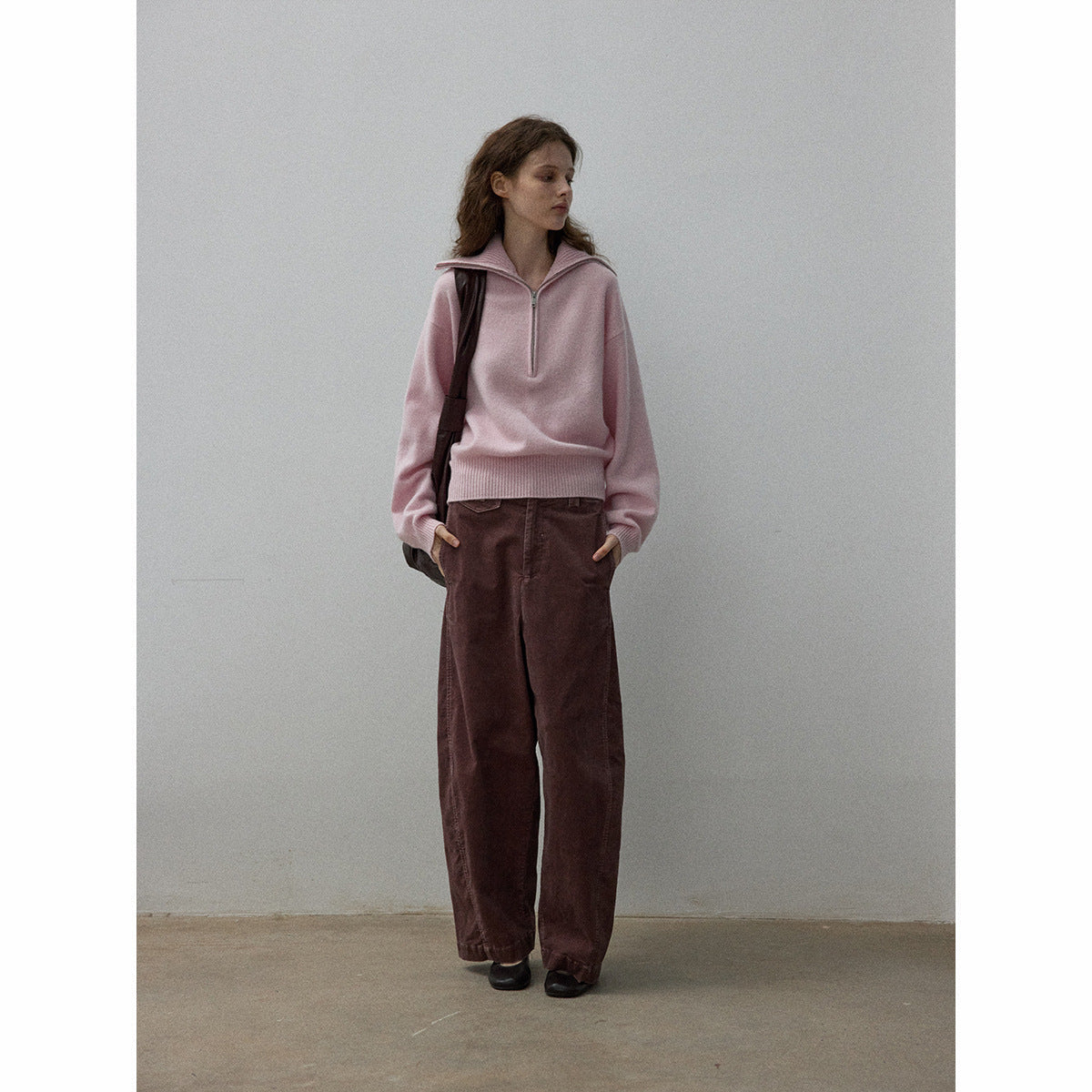 Pure handmade dirty dyed velvet natural washing process simple retro commuter scimitar pants