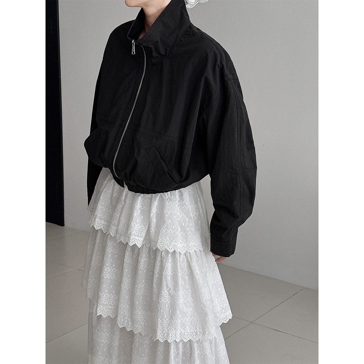 American retro short jacket jacket women's spring new stand-up collar loose outdoor tooling top