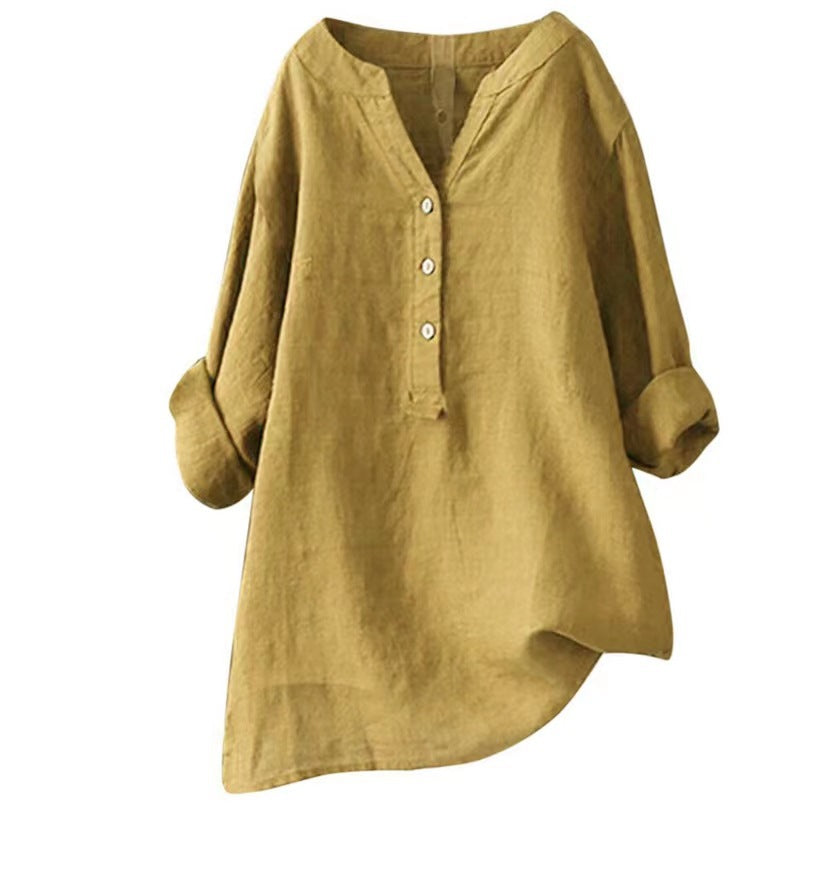 Loose Casual Women's Stand-Up Collar Top Women's Shirt Crew Neck