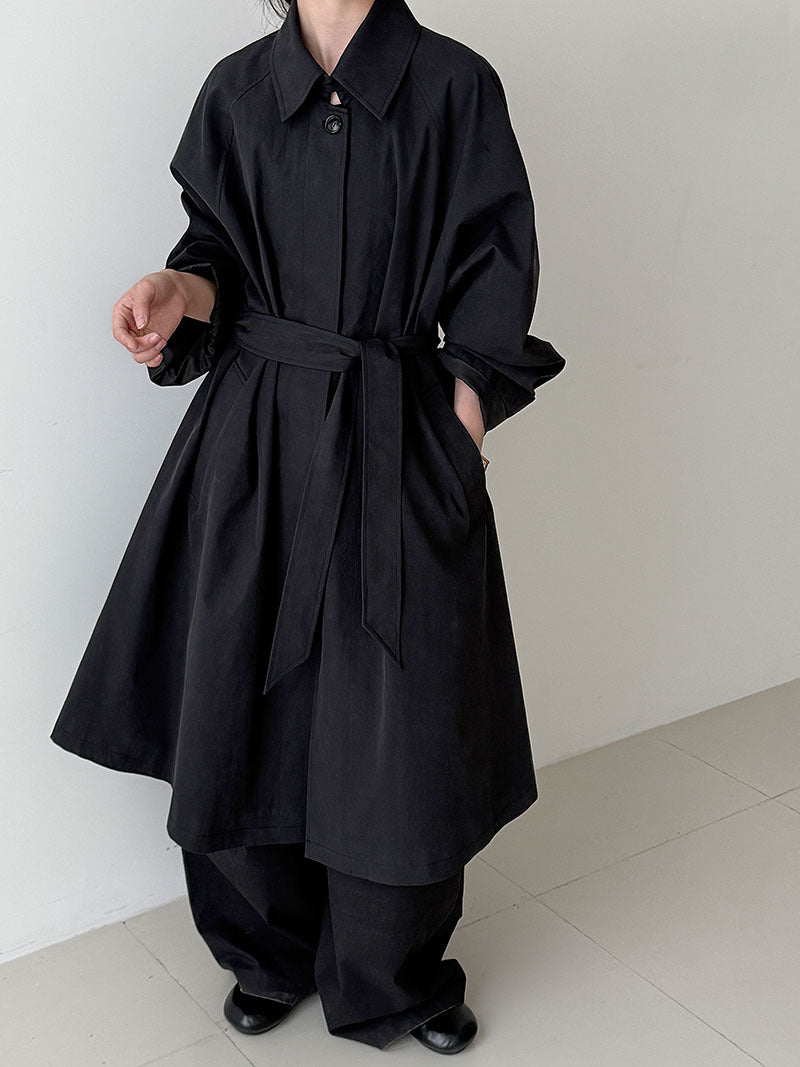 British Hepburn style high-end temperament trench coat women's autumn new simple strap coat