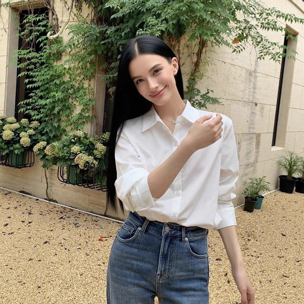 Autumn and winter new design non-ironing and anti-wrinkle white shirt