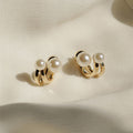 Curved hook pearl earrings New trendy niche design stud earrings Women's sterling silver light luxury high-end versatile earrings