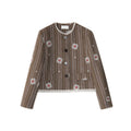 Autumn old money retro embroidered wool crew neck lace short coat