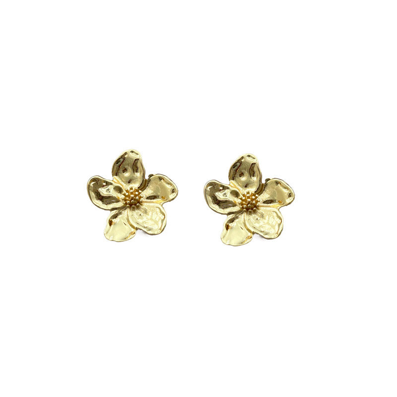 Fashion sunflower earrings studs versatile high-end pearl flowers do not fade gold-plated stud earrings