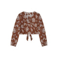 Maillard Temperament Vintage Back Strap Long Sleeve V-Neck Printed Shirt