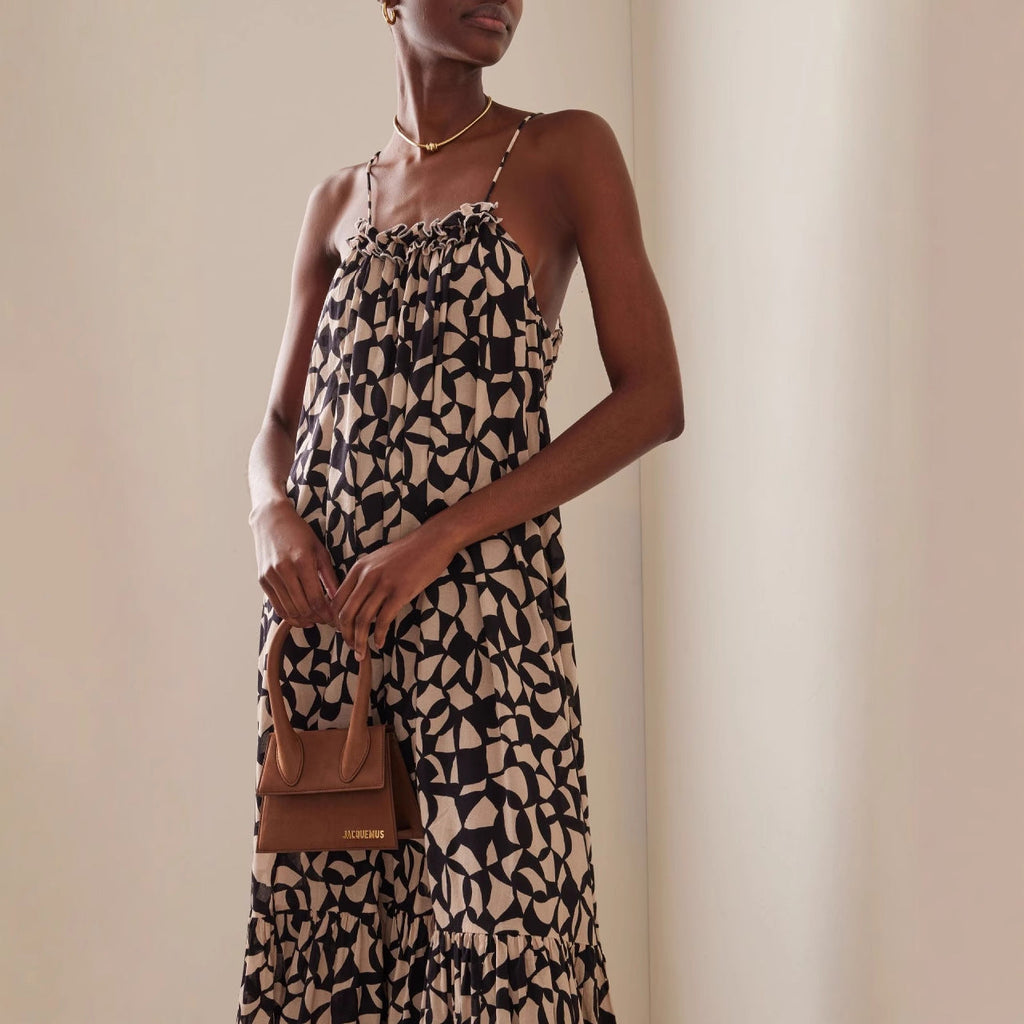 Vacation style coffee break French sexy dress