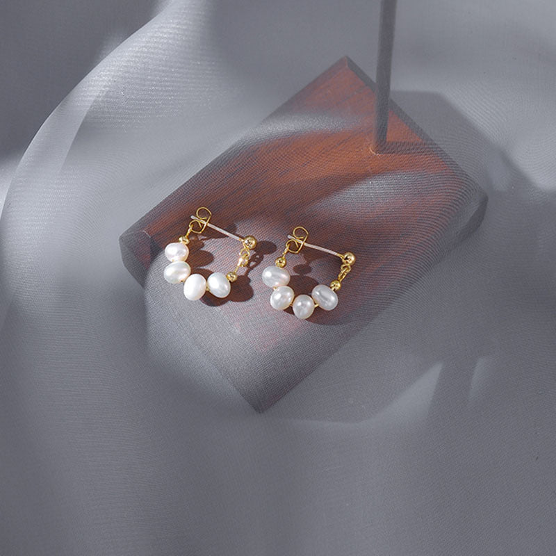 Vintage pearl earrings autumn and winter niche high quality natural stud earrings 2022 tide earrings earrings