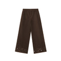 Age-reducing versatile hollow lace mid-rise straight casual pants