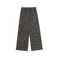 Casual slim cotton-blend dark printed straight denim trousers