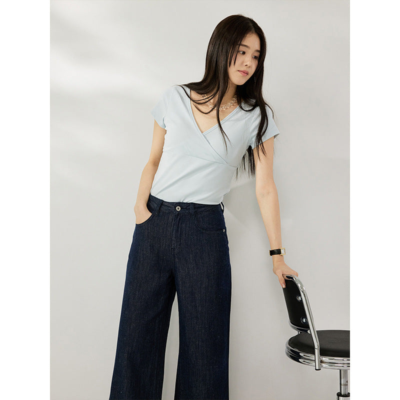 High Waist Retro Wide Leg Straight Linen Jeans