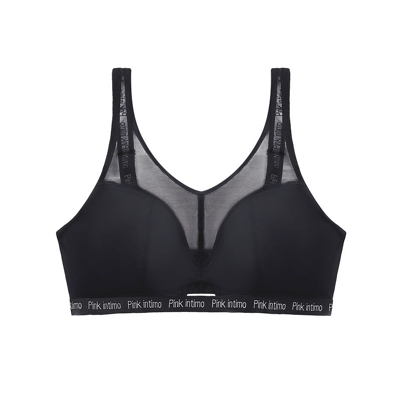 Large size underwear women's big breasts show small anti-sagging gathering can be adjusted thin fat MM bra