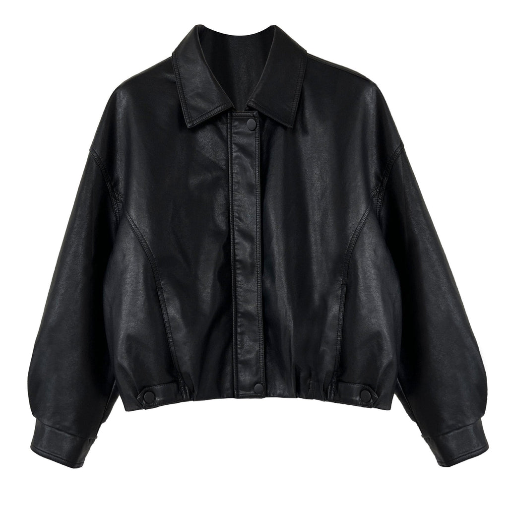 American high-end short pu leather jacket women's spring new fashion casual leather jacket