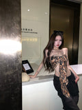 Leopard Print Backless Tube Top