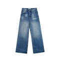 Early spring retro Hong Kong wind wash cotton high waist loose slightly pulled jeans