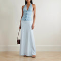 Women's new fashion Spice Girl flower sexy dress backless neck strap long dress women