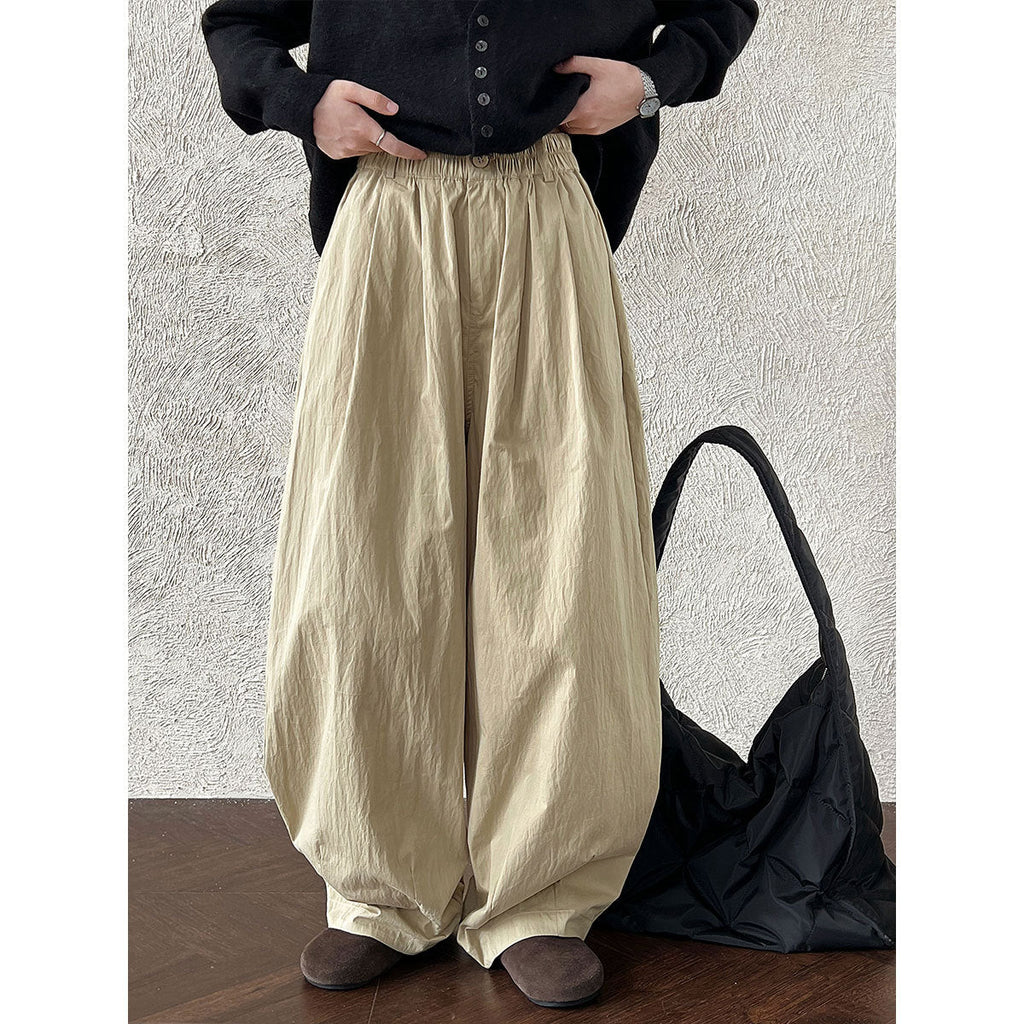Japanese basic simple and versatile loose trousers women's autumn new straight casual wide-leg trousers