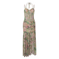 Halter Print Maxi Dress with Split