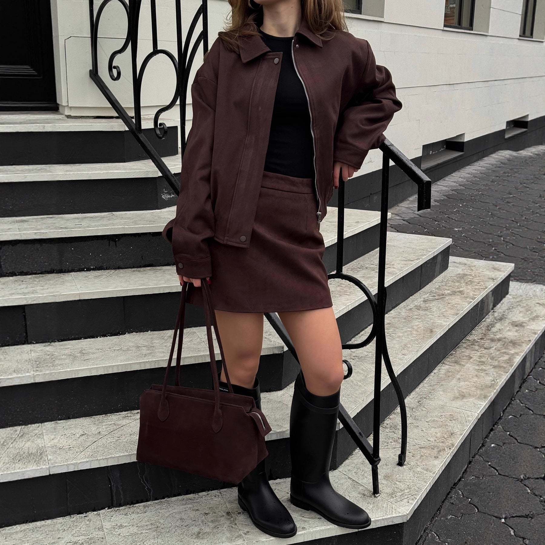 Autumn and winter suit women's lapel loose long-sleeved jacket