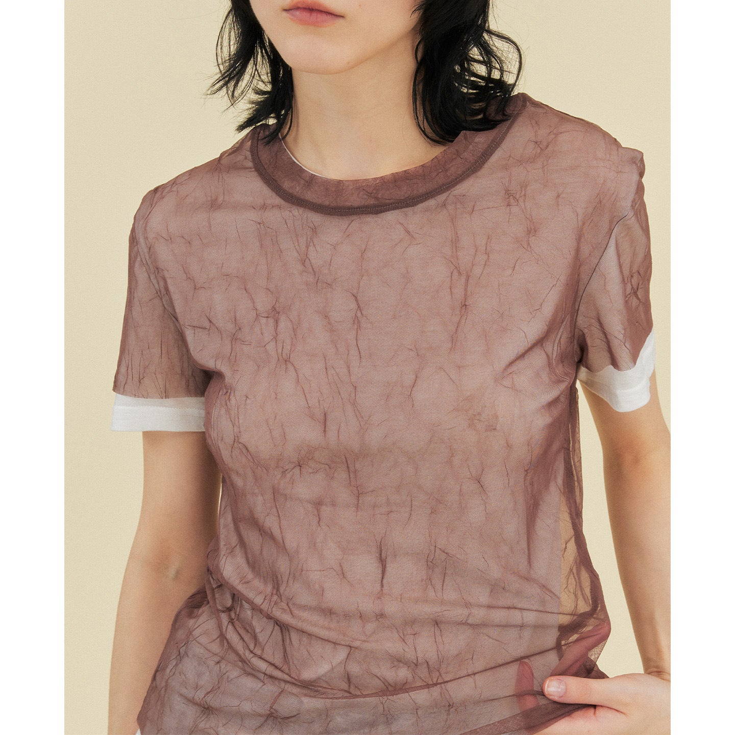 Women's Tencel Wool Mesh Yarn Two-Piece Short-Sleeved T-Shirt | Lightweight Casual Top