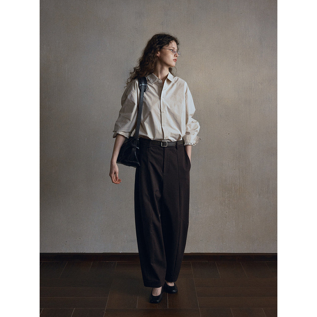 Curved three-dimensional cutting scimitar pants women's commuter pendant anti-wrinkle and thin wide-leg casual pants
