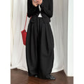 Japanese simple elastic waist drawstring hanging casual pants women's early spring new loose wide-leg trousers