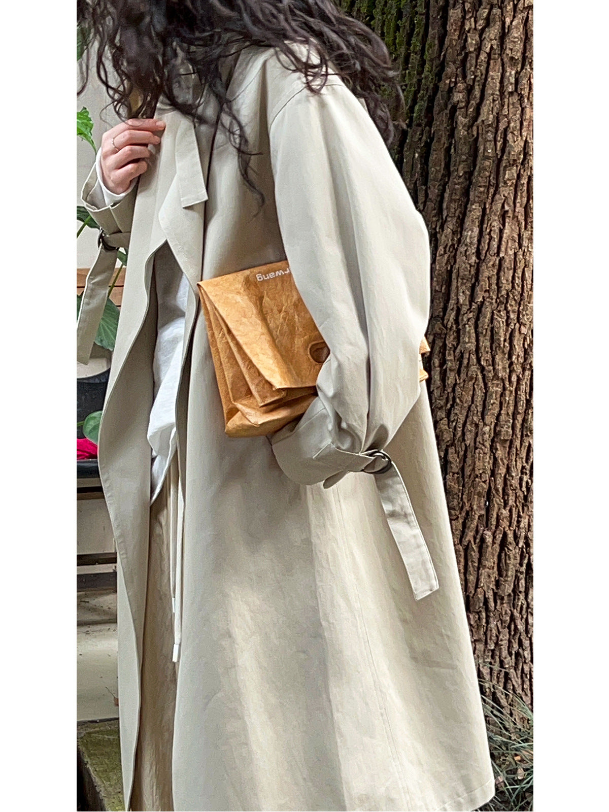Design~ Autumn high-end British minimalist quiet luxury medium and long knee trench coat