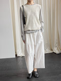Japanese elastic waist nine-point scimitar balloon wide-leg pants