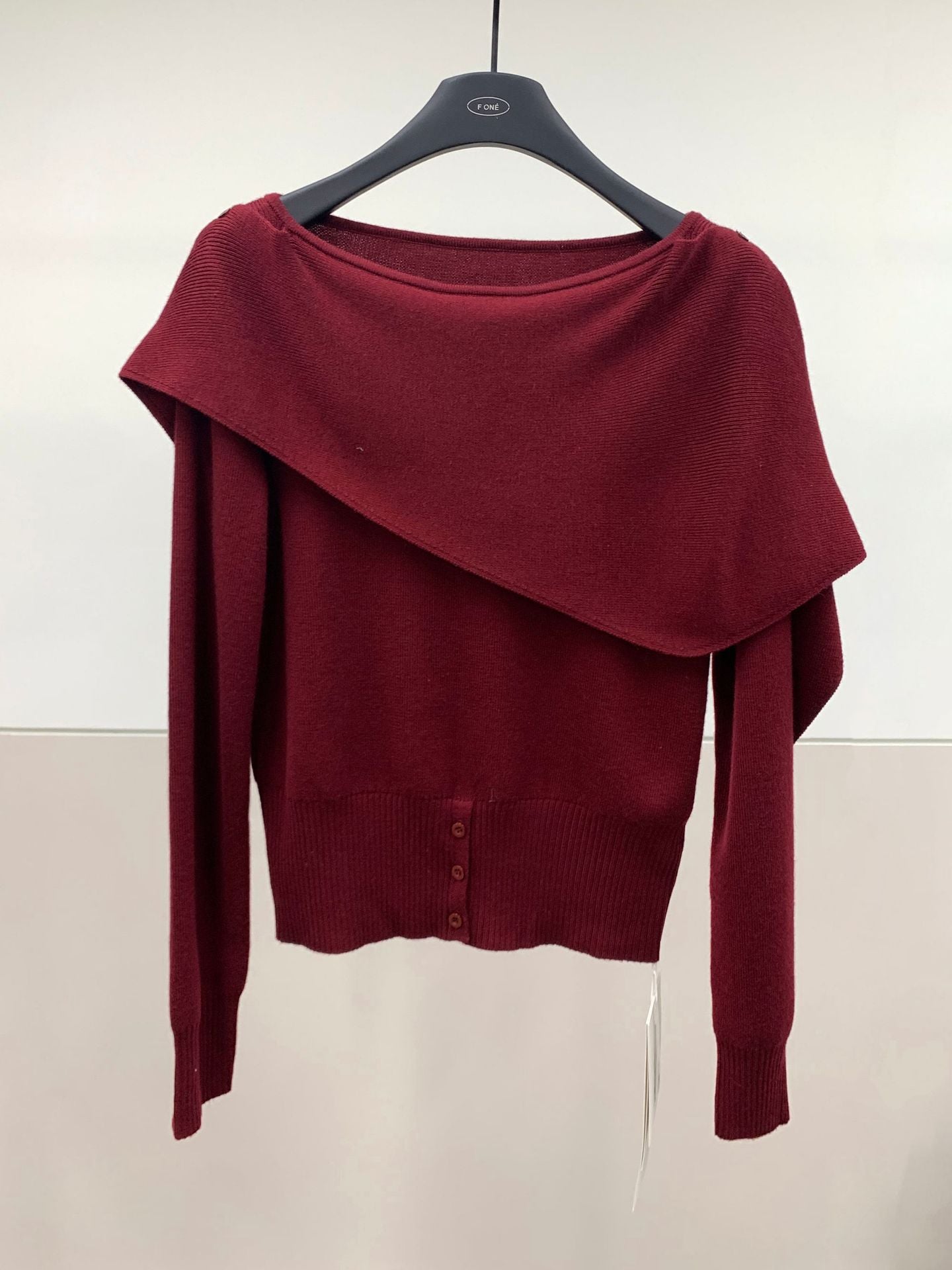 French temperament slanted shoulder slimming knitwear autumn and winter design shawl sweater