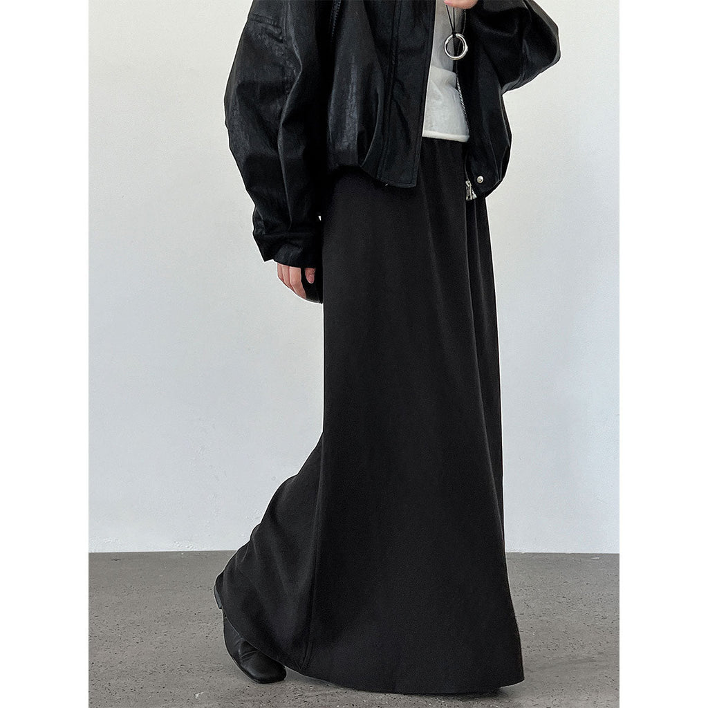 Premium drape~ Temperament high waist straight Tencel skirt autumn versatile and thin skirt