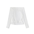 Temperament Design Sense Long Sleeve Curled Shoulder Shirt Top