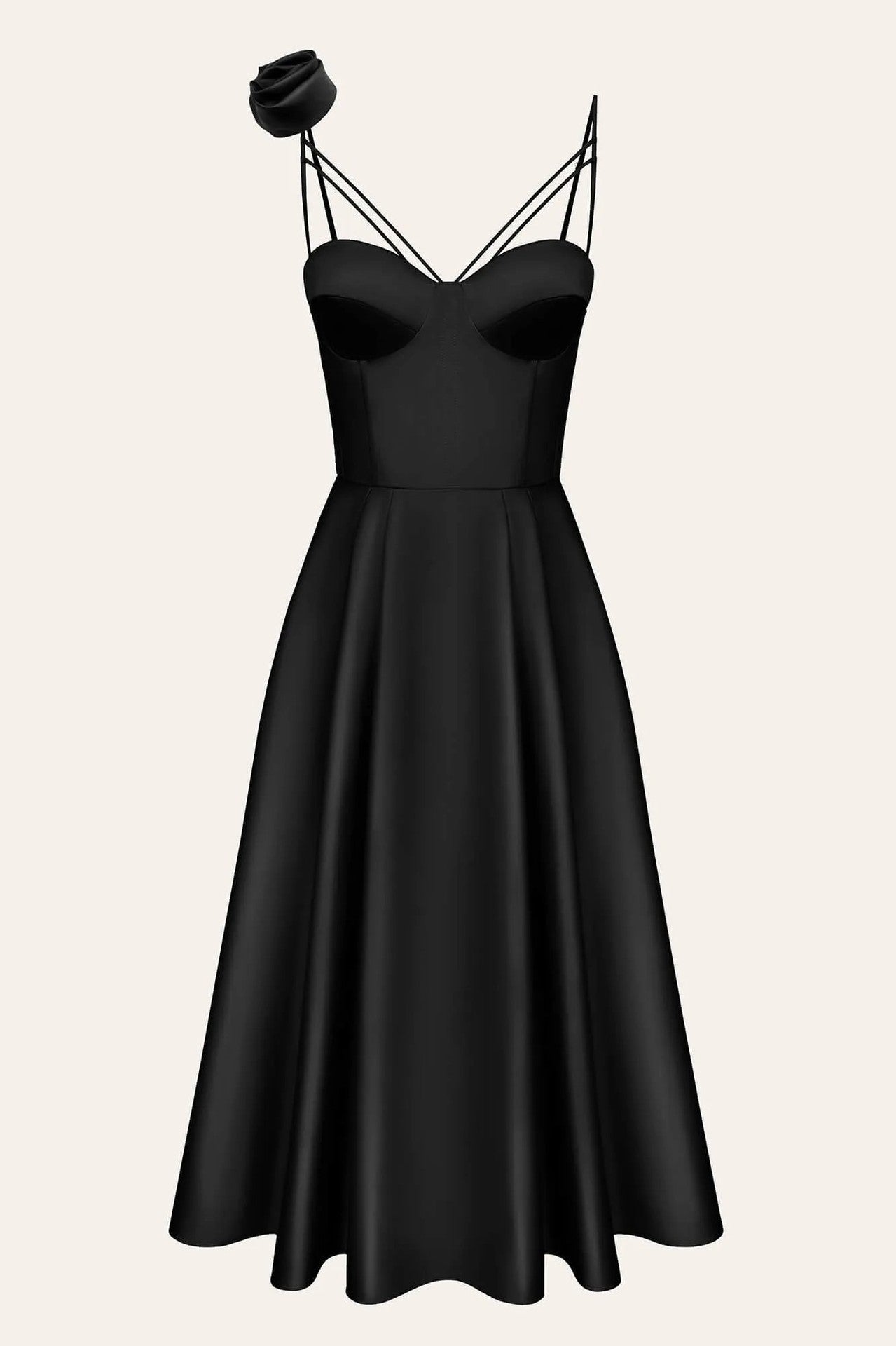 High-end dress French dress sexy hollow suspender skirt three-dimensional flower medium and long dress