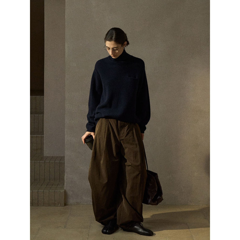 Winter new skin-friendly soft anti-fleece matte fleece-bottomed pleated casual pants