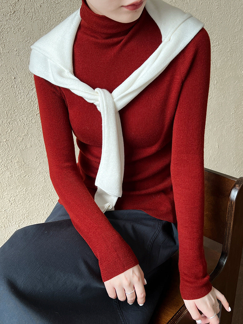 Simple knitted sweater women's new turtleneck wool bottoming shirt in autumn and winter