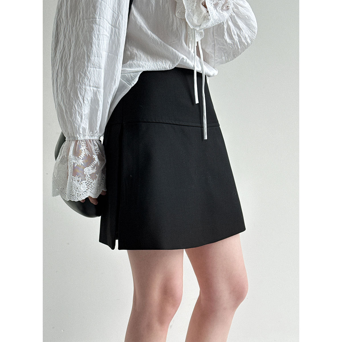 Side split fake two A-word hip skirt pants women's spring high waist thin fart curtain suit skirt