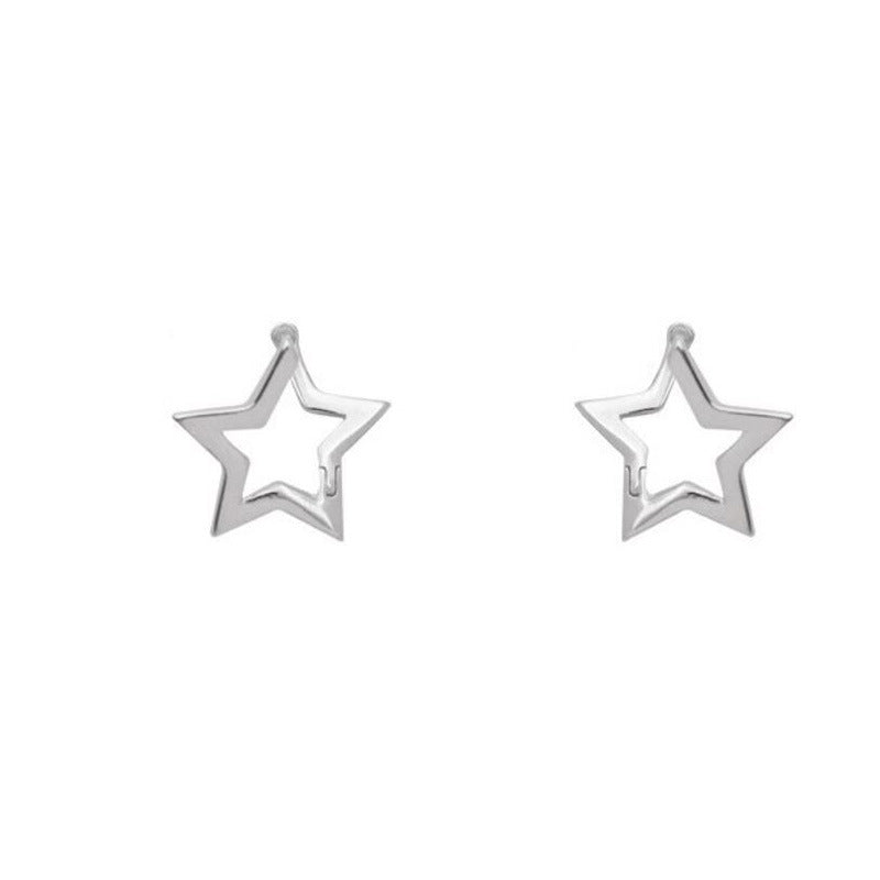 Simple five-pointed star ear buckle hollow star earrings three-dimensional jewelry women's exquisite folded star earrings versatile jewelry