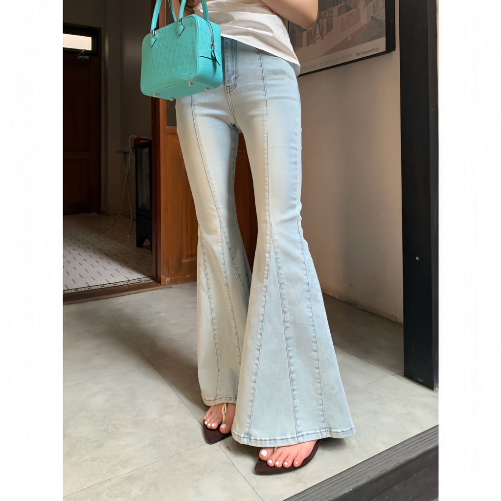 Versatile Washed Skinny Legs Flared Jeans