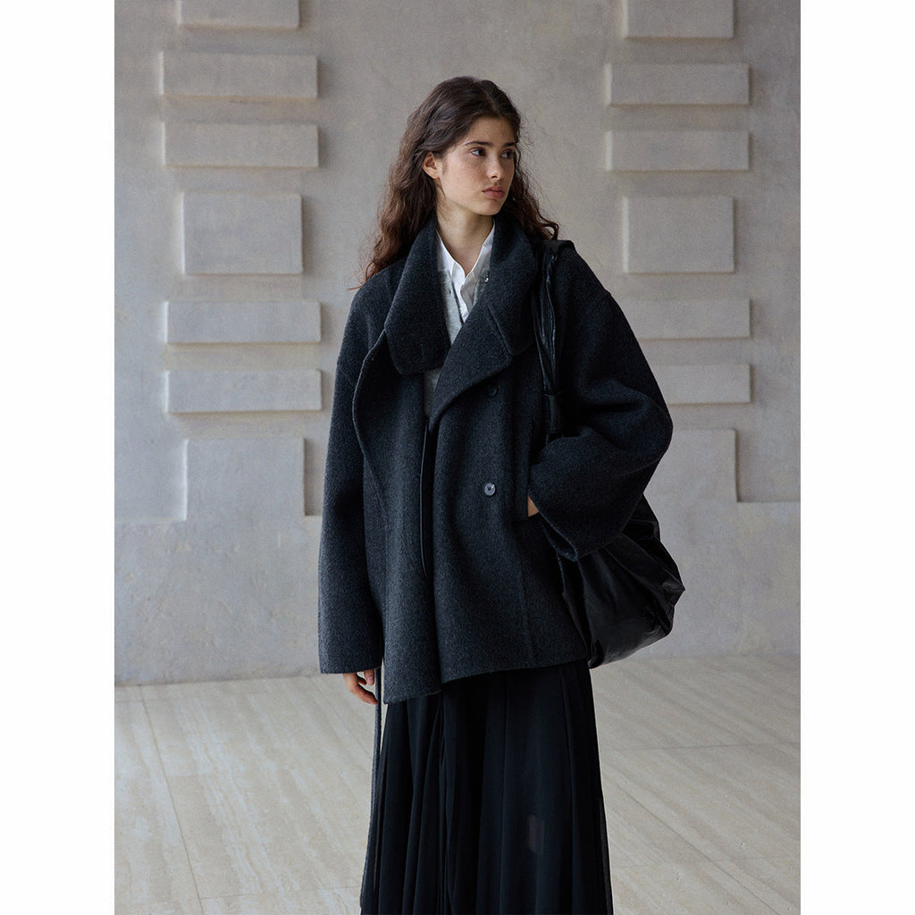 High-quality hand-stitched Suli alpaca stand-up collar classic real wear short reversible ni jacket