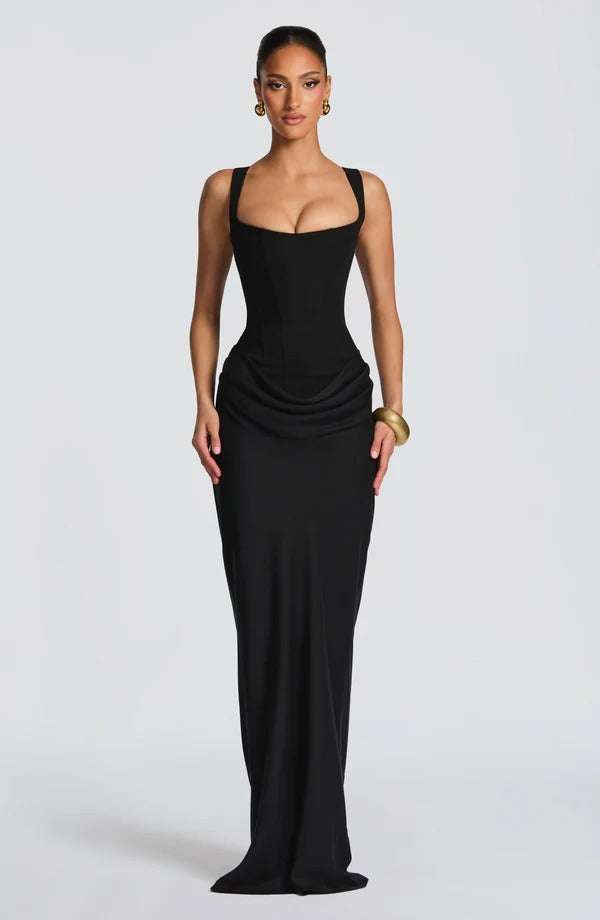 Sexy pleated suspender hip dress waist fishbone hottie dress