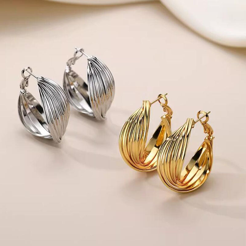 Copper-plated real gold exaggerated twist twist loop earrings high-end fashion earrings earrings