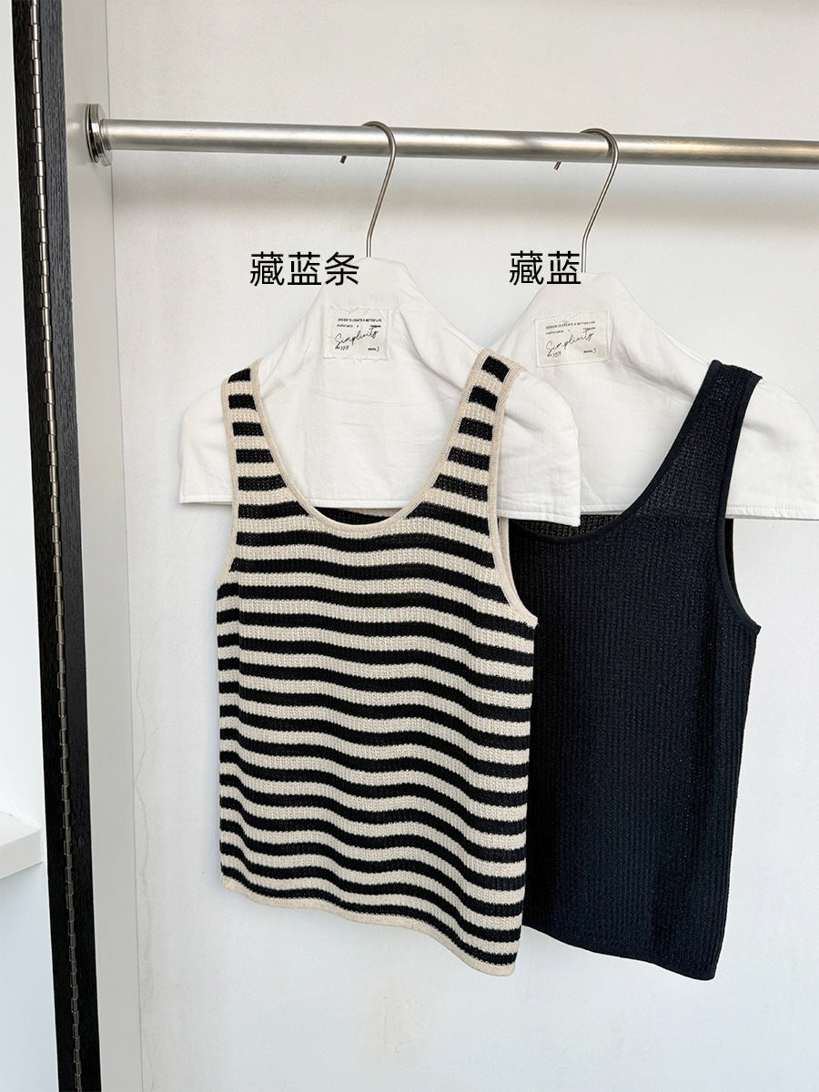 Texture Tianshuang linen knitted cool vest