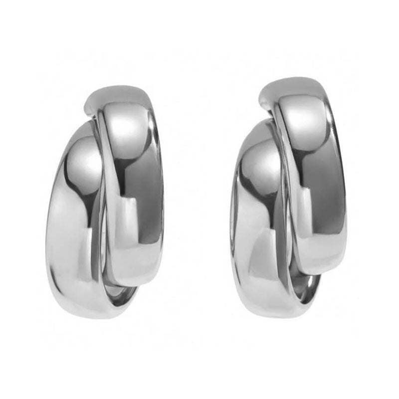 Cold wind metal double-layer circle earrings earrings niche high-end plain ring earrings fashion trend earrings