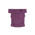 Women's Off-Shoulder Lotus-Leaf Sleeve Slim-Fit Cotton Top