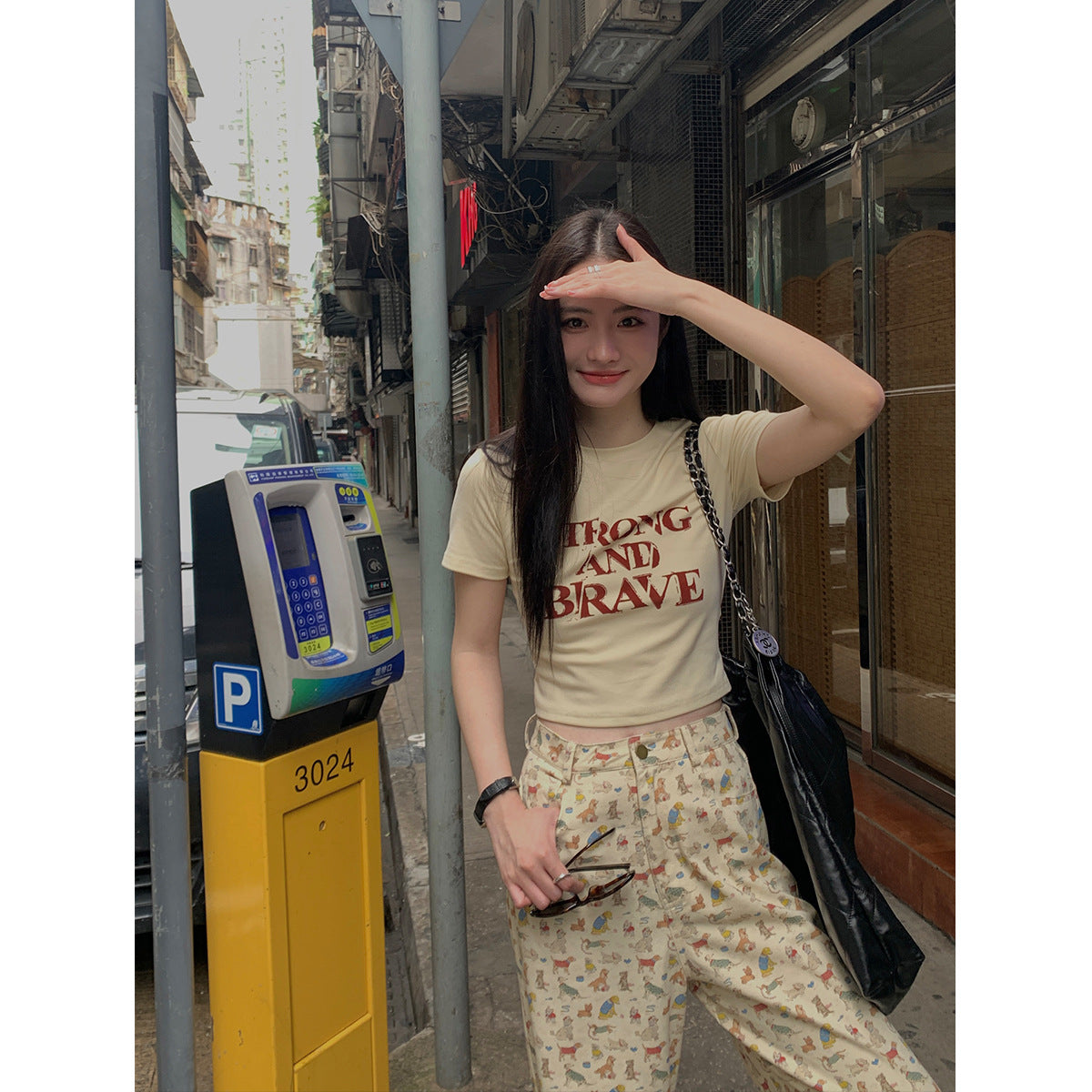 Letter print t-shirt women's short-sleeved fashion crew neck small top