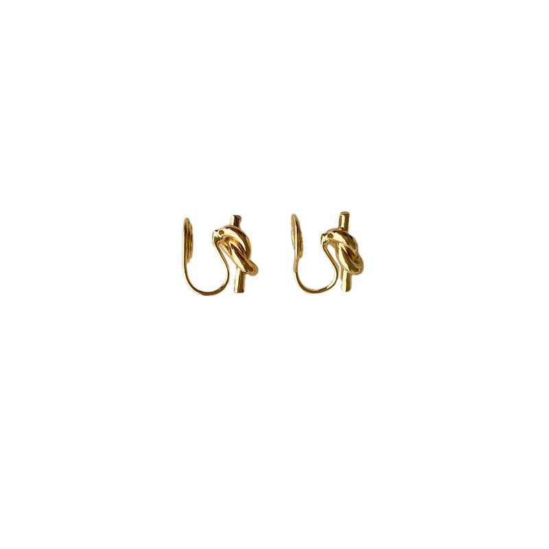 Retro simple cold wind earrings knotted mosquito coil disc earclips versatile temperament geometric irregular earrings