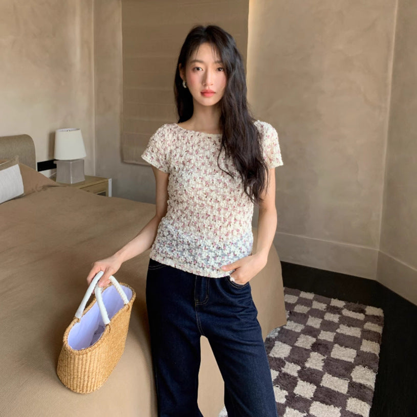 Heavy Industry Slim-fit and Skinny Jacquard Texture Women's Lace Shirt