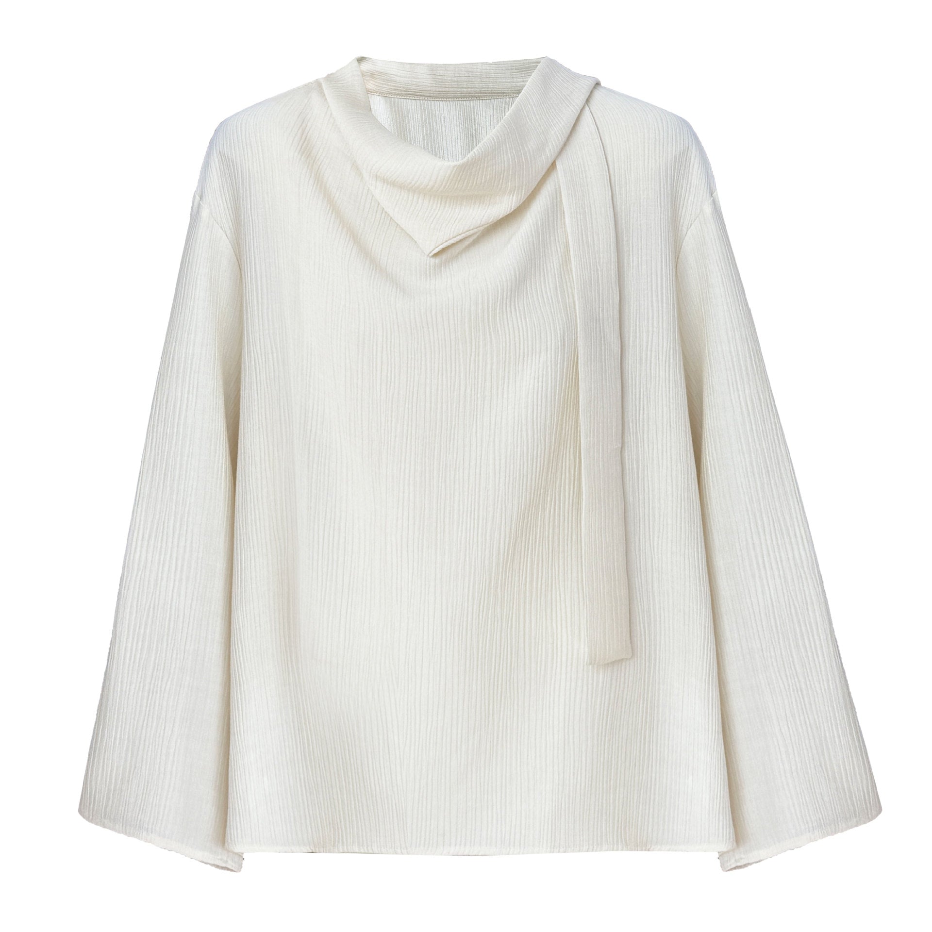 Retro temperament streamer texture shirt women's spring new lace-up slim commuter top